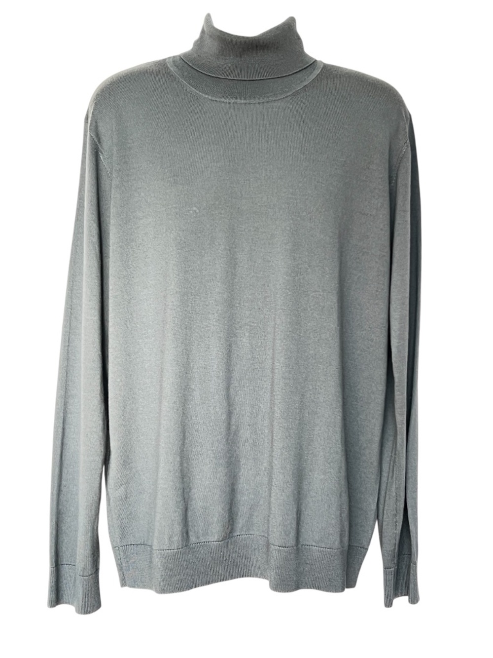 RW & CO Turtleneck Sweater Mens 100% Merino Wool Fine Knit Grey Size XXL